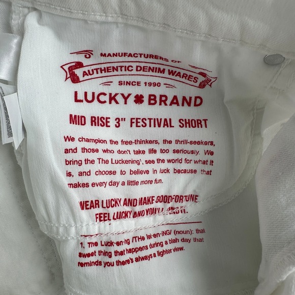 NEW Lucky Brand Shorts Womens 12/31 White Festival Mid Rise 3" Short Raw Hem NWT - Picture 5 of 11